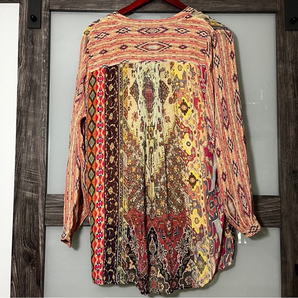 Soft Surroundings Southwest Boho Aztec Graphic Tunic Blouse Women's Medium - Picture 6 of 9